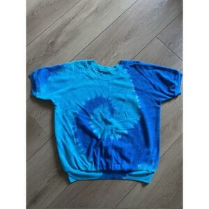 Aquarius‎ Cocktail Tie Dye Sweatshirt Blue Turquoise Short Sleeve CrewneckSize 0